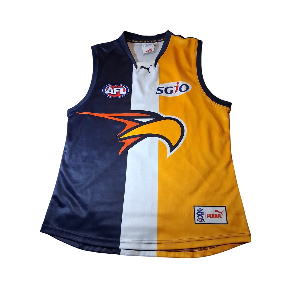 Puma West Coast Eagles AFL Jersey Mens 2XL Blue Gold Sleeveless SGIO Bankwest